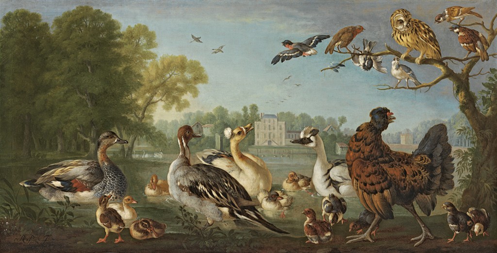 Pieter Casteels 111 - A bird piece with the poet Alexander Pope's Villa at Twickenham