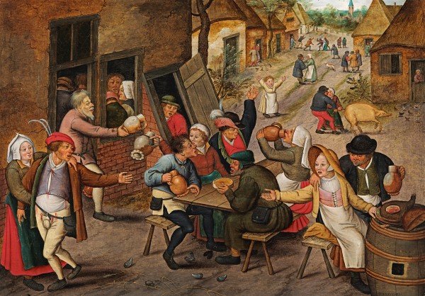 The Swan Inn: peasants feasting and merrymaking in a village street