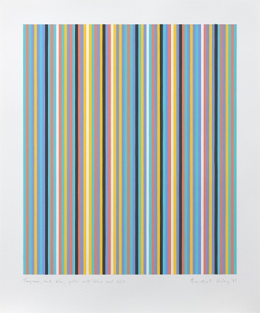 Turquoise, red, blue, yellow with black and white